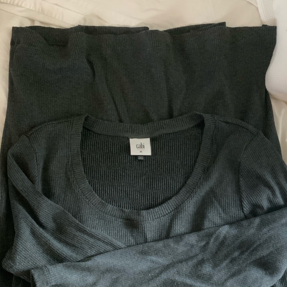 CAbi 4772 any day dress Charcoal Grey Ribbed